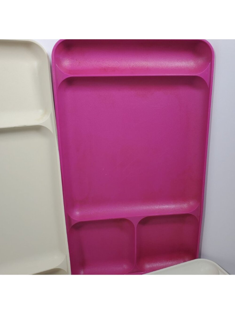 Tupperware Lunch Trays 10 Divided Dinner Camping Blue Cream Purple 1535 Vintage - Picture 3 of 11